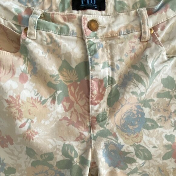 FDJ Stretchy Floral Print Denim Straight Leg Jeans Size 12 - Picture 2 of 6